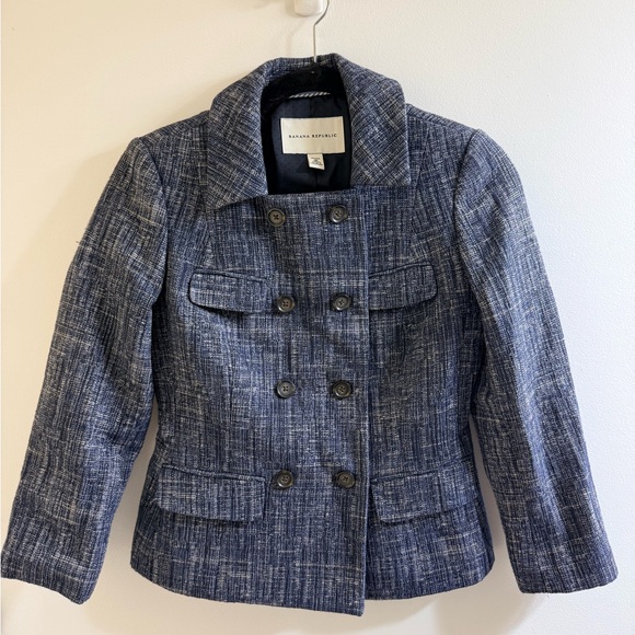 Banana Republic Jackets & Blazers - Banana Republic Women's Textured Navy Pea Coat Size 0P